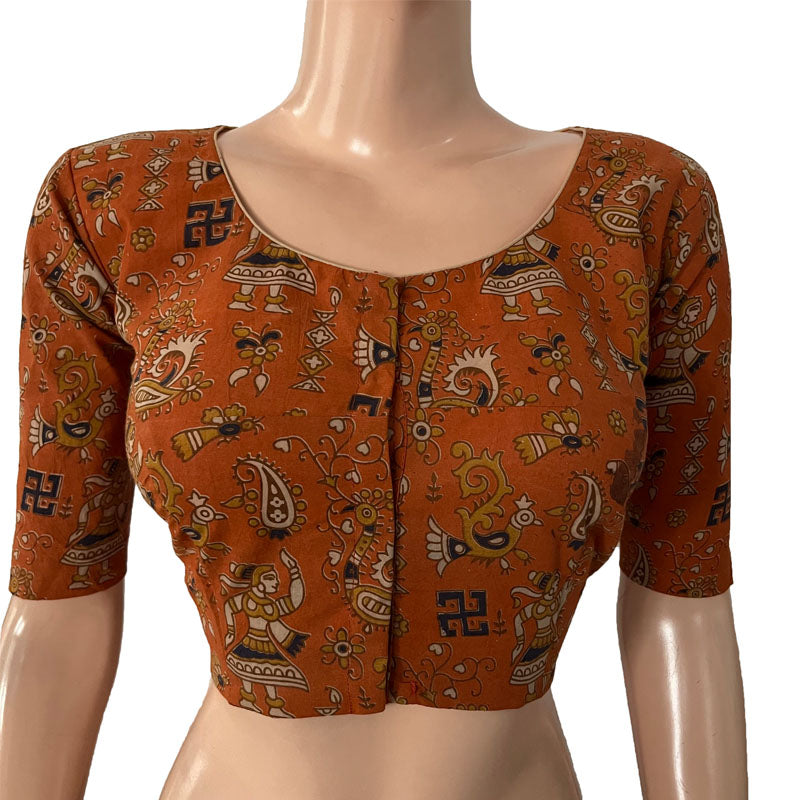 Jacquard Cotton Round neck Blouse with Keyhole Back & Lining, Majentha –  Scarlet Thread