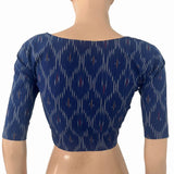 Ikat Cotton Square Neck Blouse, Blue, BI1095