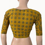 Ajrakh Cotton  Sweetheart neck Blouse,   Mustard,  BA1146