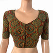 Ajrakh Cotton Sweetheart neck Blouse, Rust- Green ,  BA1169