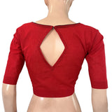 South Cotton V neck Blouse, Keyhole back with Bead work ,  Red, BH1163