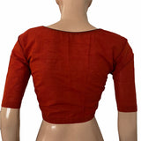 Handloom Cotton  Sweetheart neck Blouse,  Rust - Orange,  BH1253