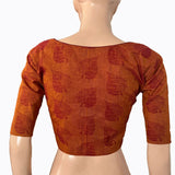 Jacquard Cotton  Round neck Blouse with Lining,  Mustard - Maroon,  BH1257