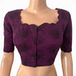 Jacquard Cotton Scallop neck Blouse with Lining,  Purple,  BH1265