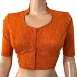 Slub Cotton High neck Blouse ,Orange , BH1285