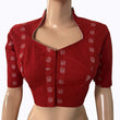 Jacquard Cotton High neck Blouse with lining , Rust , BH1289