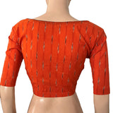 Ikat Cotton Sweetheart neck Blouse, Orange, BI1177