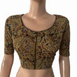 Kalamkari Cotton Round neck Blouse ,Mustard, BK1299