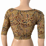 Kalamkari Cotton Round neck Blouse ,Mustard, BK1299