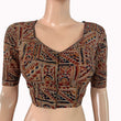 Kalamkari Cotton Sweetheart Neck Blouse ,Maroon - Beige , BK1302