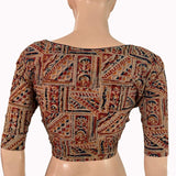 Kalamkari Cotton Sweetheart Neck Blouse ,Maroon - Beige , BK1302