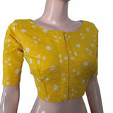 Bandhani Cotton Boat neck Blouse with Lining , Yellow, BP1202