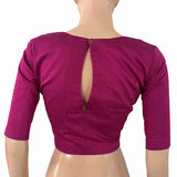 Semi-Raw Silk Y Neck Blouse with Lining  & Keyhole in the Back ,Majentha ,BS1189