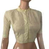 Hakoba Soft Cotton Frill collar Blouse with Lining,  Lemon Yellow, BW1158