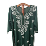 Rayon Cotton  Straight cut Chikankari  Kurta, Bottle Green, KC1036