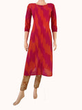 Mangalgiri Tie-Dye Cotton Straight cut Kurti , Majentha - Orange ,  KH1076