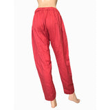 Self Striped Crushed Cotton Pants with Pockets, Fully Elasticated, Rust, PN1098