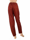 Slub Cotton Pants with Pockets, Fully Elasticated, Brown, PN1102