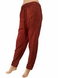 Slub Cotton Pants with Pockets, Fully Elasticated, Brown, PN1102