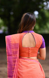 Handloom Pure Cotton Mangalgiri Saree with Woven Thread Border, Orange, SR1046