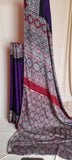 Purple Modal Silk Saree with Plain body, Red Ajrakh border Pallu & Blouse Piece, SS1027