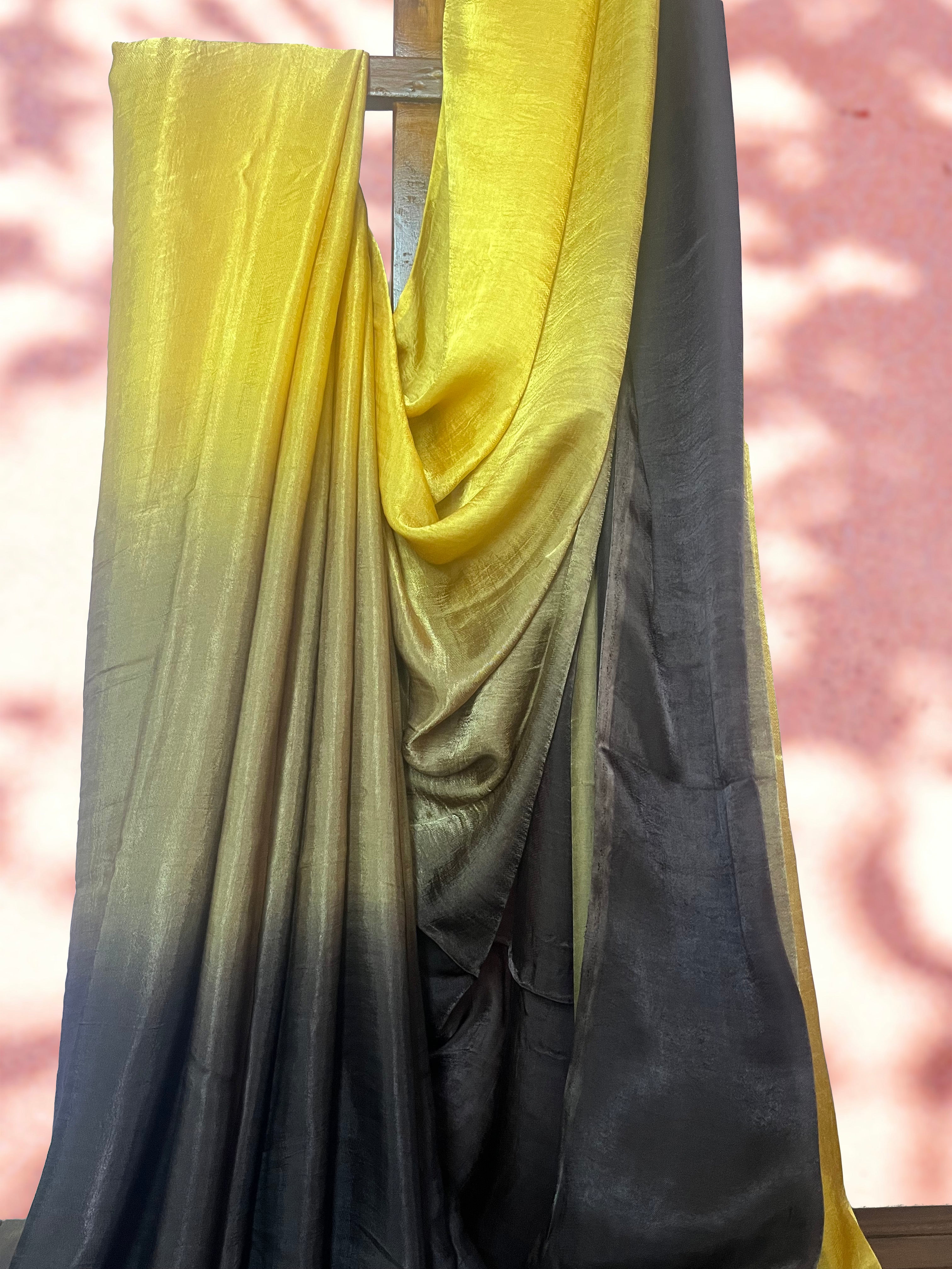 Golden Beige and Coffee Brown Ombre Modal Silk Saree with Tissue Pallu,   SS1035
