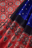 Modal Silk Bandhani-Ajrakh Saree with Blouse Piece,Blue-Red,SS1001