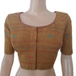 Handloom Jacquard Roundneck Blouse with Tear Drop Cut & Lining,  Mustard -  Yellow,  BH1229