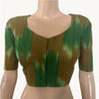 Mangalgiri  Tie - dye  Cotton Sweetheart neck Blouse,  Green - Brown,   BH1250