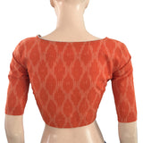 Ikat Cotton Square neck Blouse, Orange, BI1105