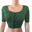 Ikat Cotton Round neck Blouse, Green, BI1153