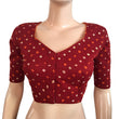 Bandhani Tie-Dye Sweetheart neck Blouse with Lining,  Maroon, BP1130