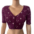 Bandhani  Cotton  V neck Blouse with Lining,  Purple,  BP1185