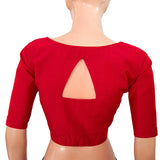 Semi Raw Silk Sweetheart neck Blouse with Triangular cut in the back & Lining,  Majentha, BS1127A