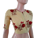 Soft Cotton Embroidered Closrneck Blouse with Lining, Yellow,  BW1121