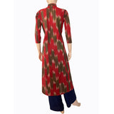 Mangalgiri  Tie - dye Handloom Straight cut Kurta,  Red - Green,  KH1069