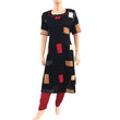 Slub Cotton A-line Designer Kurti with Potli buttons, Black, KP1008