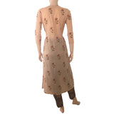 Jaipur Printed Mul Cotton Y neck Straightcut Kurta with Piping Details, Beige, KP1059