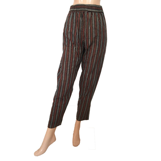 Dhabu Cotton Full Elasticated Pants with Pockets, Striped, Multicolor, PN1053