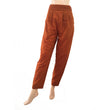 Handloom Cotton Pants with Side Zip & Pockets, Back Elasticated, Mustard - Brown, PN1055