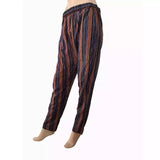 Ajrakh Cotton Striped Pants with Pockets, Fully Elasticated, Multicolor, PN1091