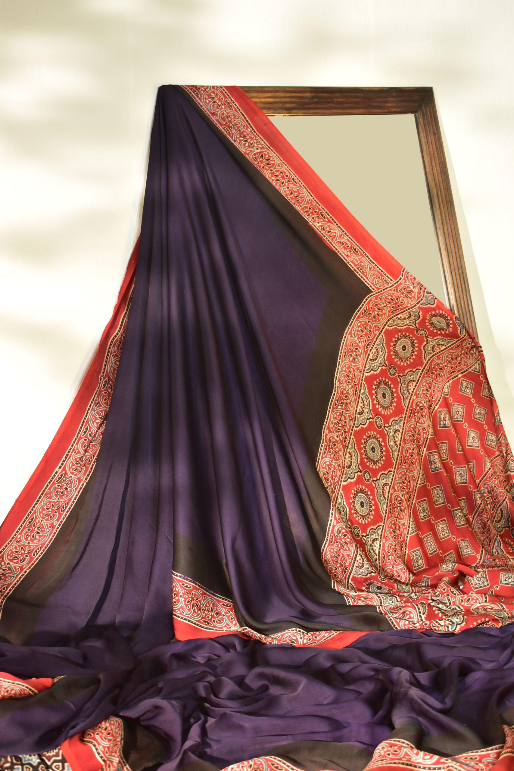 Wine Plain Satin Silk Saree & Blouse 5814SR12